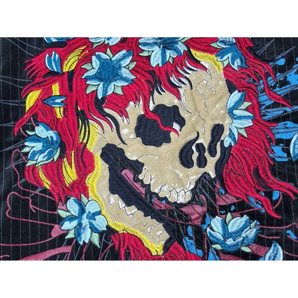 Ed Hardy Christian Audigier Suit Jacket Blazer Black Velvet Embroidered Size XL
